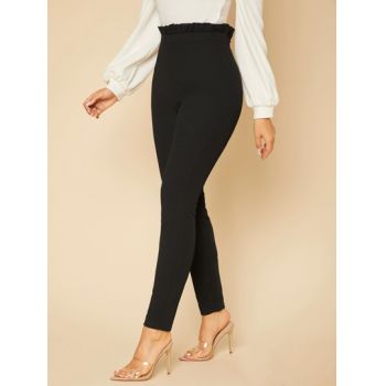 Pantaloni cu model si talie inalta, Tall, negru, dama, Shein de firma originali