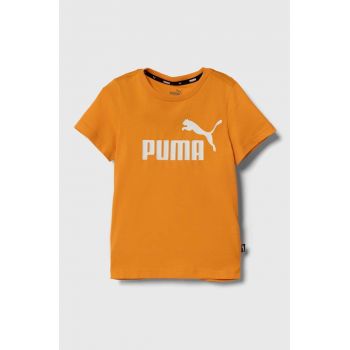 Puma tricou de bumbac pentru copii culoarea portocaliu, cu imprimeu