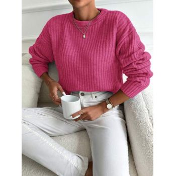 Pulover din tricot, cu maneca lunga, roz, dama, Shein de firma original