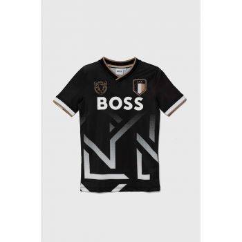 BOSS tricou copii culoarea negru, cu imprimeu, J50651