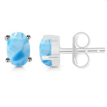 Cercei stud larimar argint 6 mm Oval