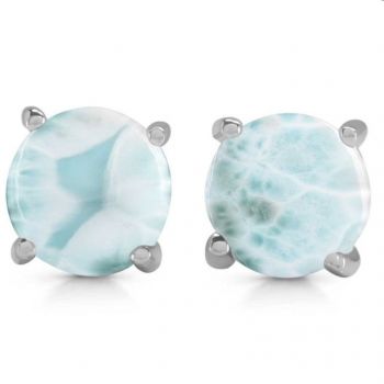 Cercei stud larimar argint 6 mm Round