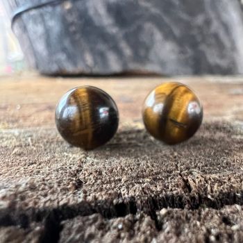 Cercei stud sfere ochi de tigru 8 mm