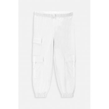 Coccodrillo pantaloni de bumbac pentru copii culoarea alb, neted de firma originali