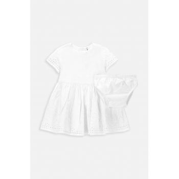 Coccodrillo rochie din bumbac pentru bebeluși culoarea alb, mini, evazati