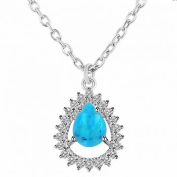 Colier turcoaz din argint, topaz alb Pear