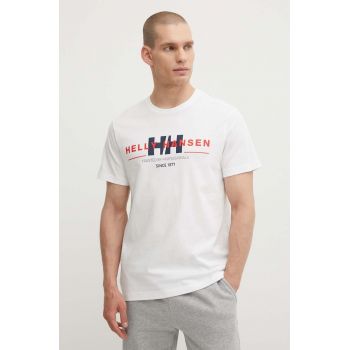 Helly Hansen tricou din bumbac culoarea alb, modelator de firma original