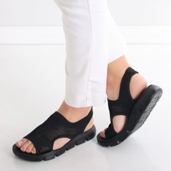Sandale dama fara toc Negre din Textil Analis ieftine