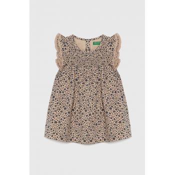 United Colors of Benetton rochie fete culoarea bej, mini, evazati