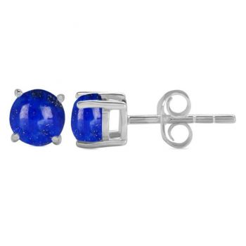 Cercei stud lapis lazuli 5 mm argint