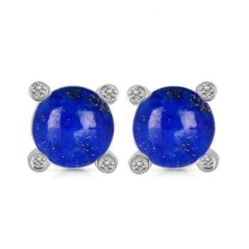 Cercei stud lapis lazuli 6 mm argint