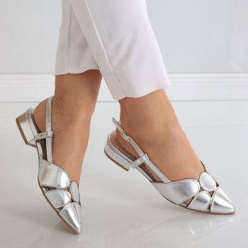 Pantofi dama Argintii din Piele Ecologica Meltona