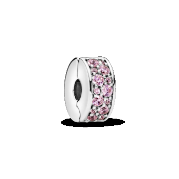 Talisman cu fixare ușoară pavé roz Pandora din Argint 925