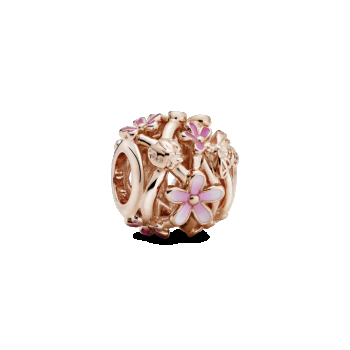Talisman cu margaretă roz cu structură dantelată, Pandora