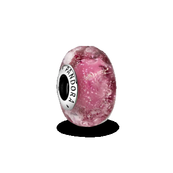 Talisman din sticlă de Murano roz cu valuri fantezie, Pandora