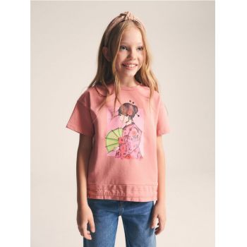 Reserved - Tricou cu șnur - roz-pudră ieftin