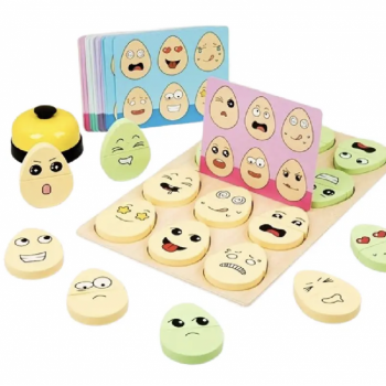 Jocul Emotiilor cu Expresii faciale, 20 piese din lemn