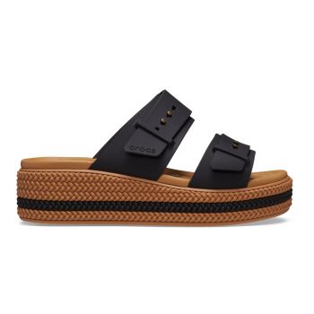 Papuci Crocs Brooklyn Woven Buckle Negru - Black ieftine