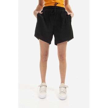 adidas Originals pantaloni scurți femei, culoarea negru, uni, high waist HF7543-black