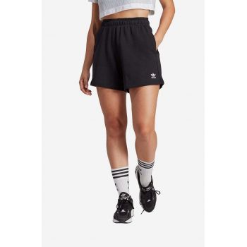 adidas Originals pantaloni scurți femei, culoarea negru, uni, high waist IC1506-black ieftini