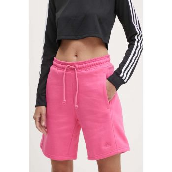 adidas pantaloni scurti femei, culoarea roz, neted, high waist, IW1256 de firma originali