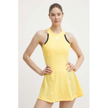adidas Performance rochie sport culoarea galben, mini, evazati, IM8175