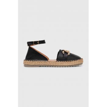 Answear Lab espadrile de piele culoarea negru