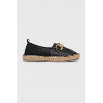 Answear Lab espadrile de piele culoarea negru