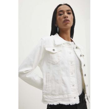 Answear Lab geaca jeans femei, culoarea alb, de tranzitie de firma originala