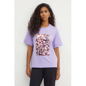 BOSS tricou din bumbac femei, culoarea violet, 50521931