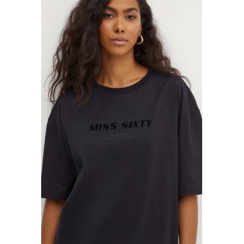 Miss Sixty tricou din bumbac 6L2SJ2120000 SJ2120 T-SHIRT femei, culoarea negru, 6L2SJ2120000 ieftin