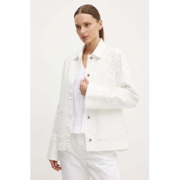 Pepe Jeans geacă din denim ANNY ANGLAISE femei, culoarea alb, de tranziție, PL402383