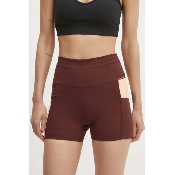 Rip Curl pantaloni scurti sport Revival femei, culoarea bordo, modelator, high waist de firma originali