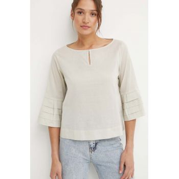 Sisley bluza din bumbac femei, culoarea bej, neted de firma originala