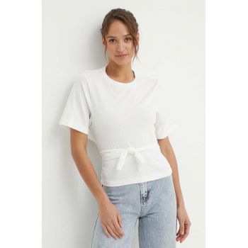 Sisley tricou din bumbac culoarea bej de firma original