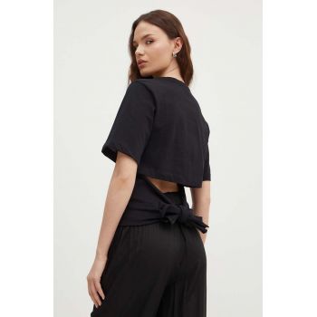 Sisley tricou din bumbac culoarea negru