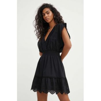 The Kooples rochie din bumbac culoarea negru, mini, evazati, FROB28099K