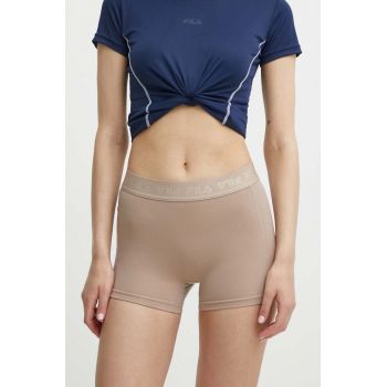 Fila pantaloni scurți de alergare Rianxo culoarea maro, neted, medium waist, FAW0724 de firma originali