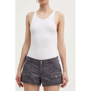 Hollister Co. pantaloni scurti femei, culoarea gri, neted, high waist, KI349-4191-131 de firma originali