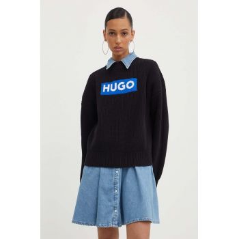 Hugo Blue pulover de bumbac culoarea negru, călduros, 50514300