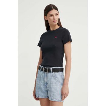 Levi's tricou din bumbac femei, culoarea negru, 000KK