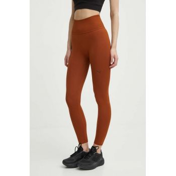 Puma leggins de antrenament Shapeluxe Seamless culoarea maro, neted, 524360