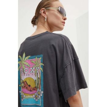 Roxy tricou din bumbac SWEETER SUN femei, culoarea gri, ERJZT05718 de firma original