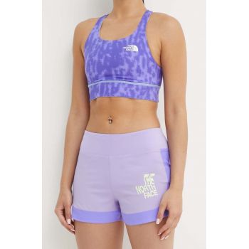 The North Face pantaloni scurti sport Sunriser femei, culoarea violet, cu imprimeu, high waist, NF0A8721WIR1 de firma originali