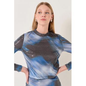 Bluza cu model tie-dye si paiete