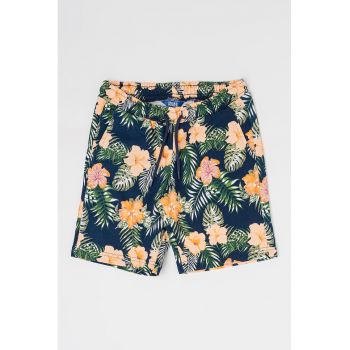 Pantaloni scurti din amestec de bumbac cu model tropical