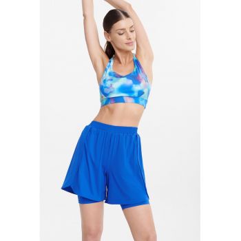 Pantaloni scurti cu talie inalta si model 2 in 1