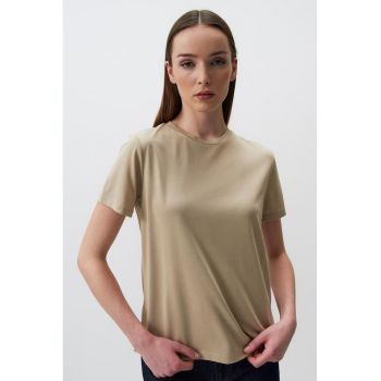 Tricou din amestec de modal cu decolteu la baza gatului