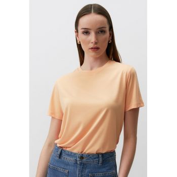 Tricou din amestec de modal cu decolteu la baza gatului