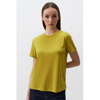 Tricou din amestec de modal cu decolteu la baza gatului